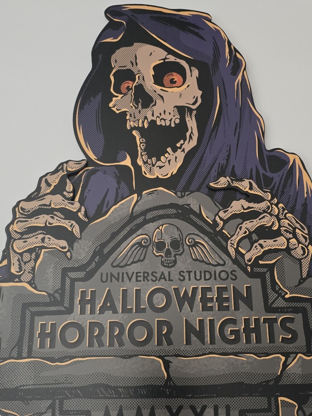 Universal Studios Halloween Horror Nights Grim Reaper Wooden Sign HHN Skeleton